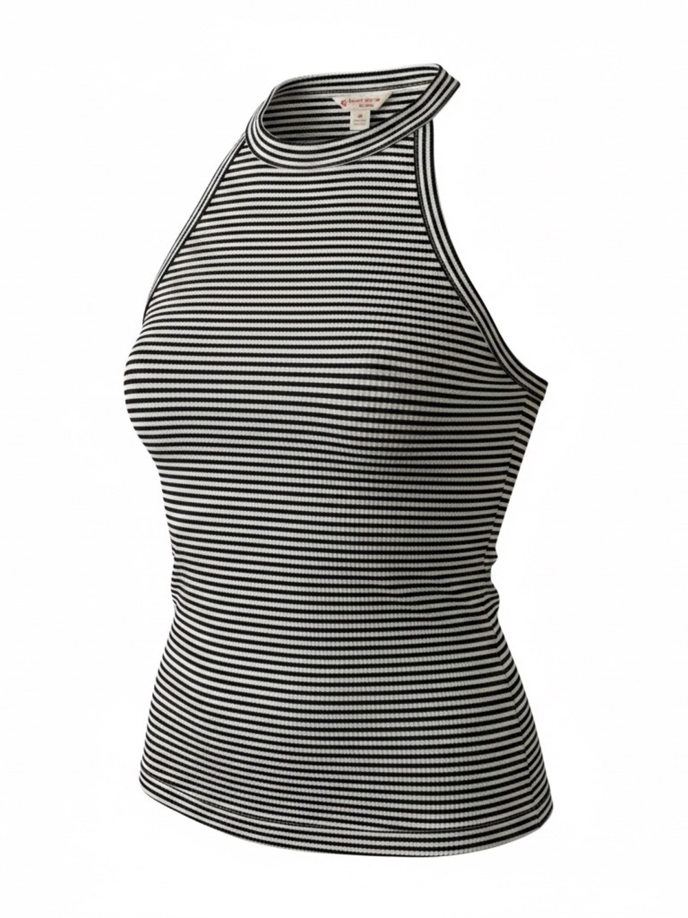 Brooks Brothers Red Fleece Black and White Striped Ribbed Halter Tank Top